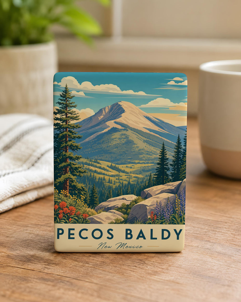 Pecos Baldy Mountain Fridge Magnet, New Mexico Hiking Peak Souvenir Magnet, Southwest Trail Landscape Keepsake Magnet