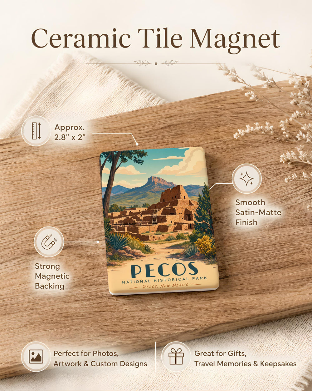 Pecos National Historical Park Fridge Magnet, New Mexico Landmark Souvenir Magnet, National Park Travel Gift