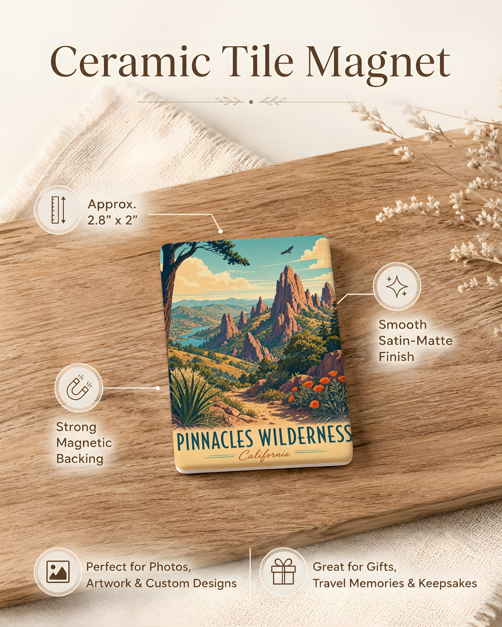 Pinnacles Wilderness Fridge Magnet, National Park Landscape Souvenir, Hiking Camping Nature Travel Gift