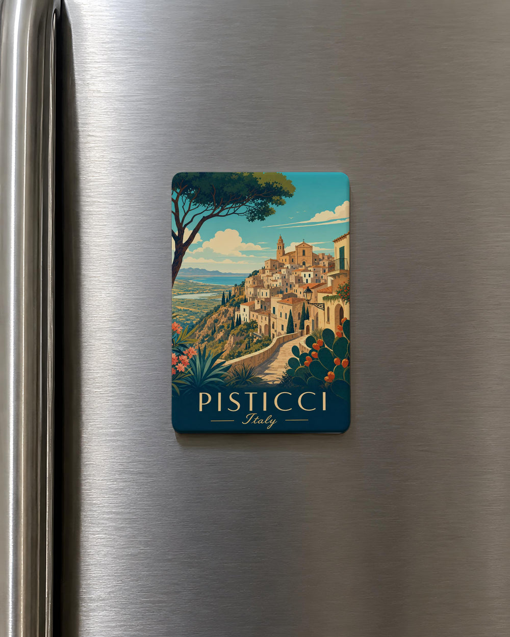 Pisticci Italy Fridge Magnet, Pisticci Travel Souvenir Magnet, Basilicata Italy Landmark Magnet, Italian Town Keepsake Magnet