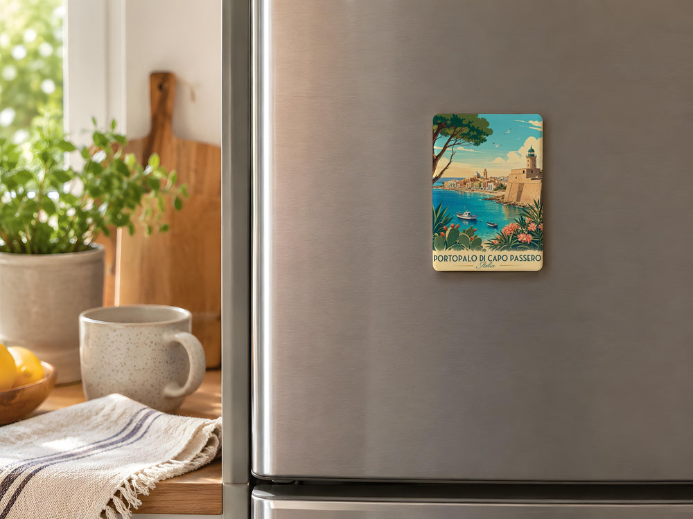 Portopalo di Capo Passero Sicily Fridge Magnet, Italian Coastal Town Souvenir Magnet, Portopalo Travel Keepsake Magnet
