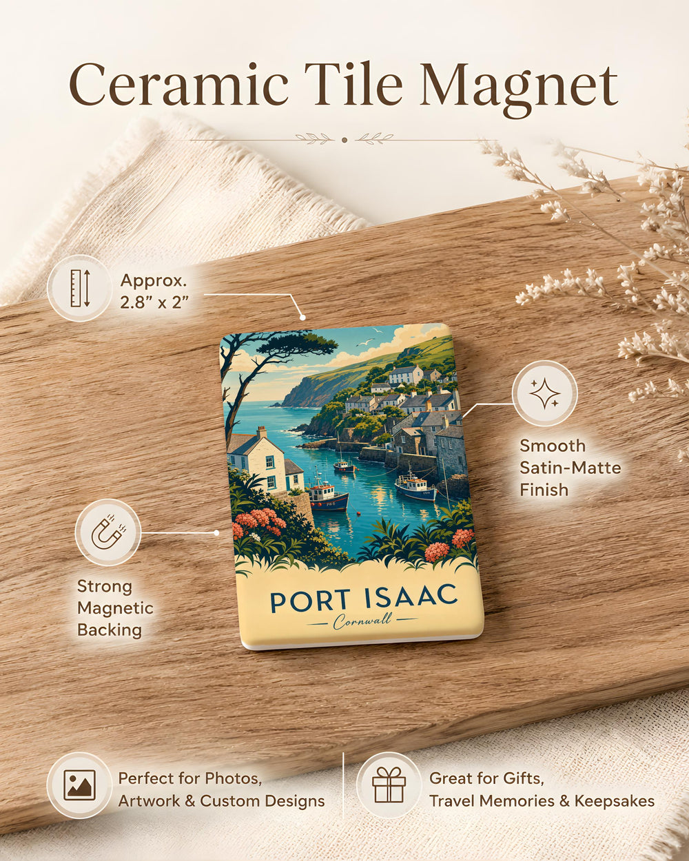 Port Isaac Cornwall Fridge Magnet, Port Isaac Village Souvenir Magnet, UK Coastal Town Travel Keepsake Magnet