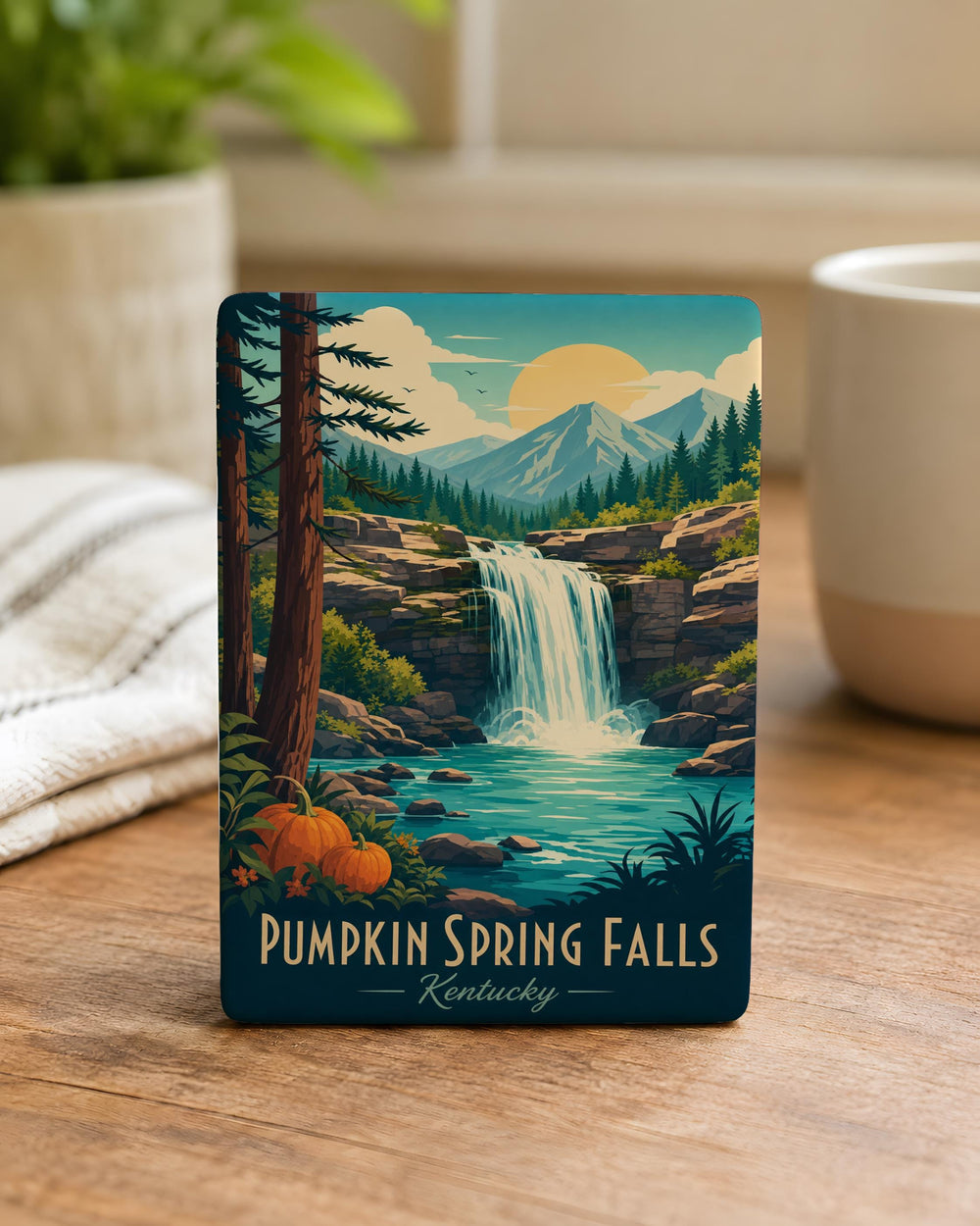 Pumpkin Spring Falls Fridge Magnet, Waterfall Nature Souvenir Magnet, Autumn Pumpkin Falls Keepsake Magnet