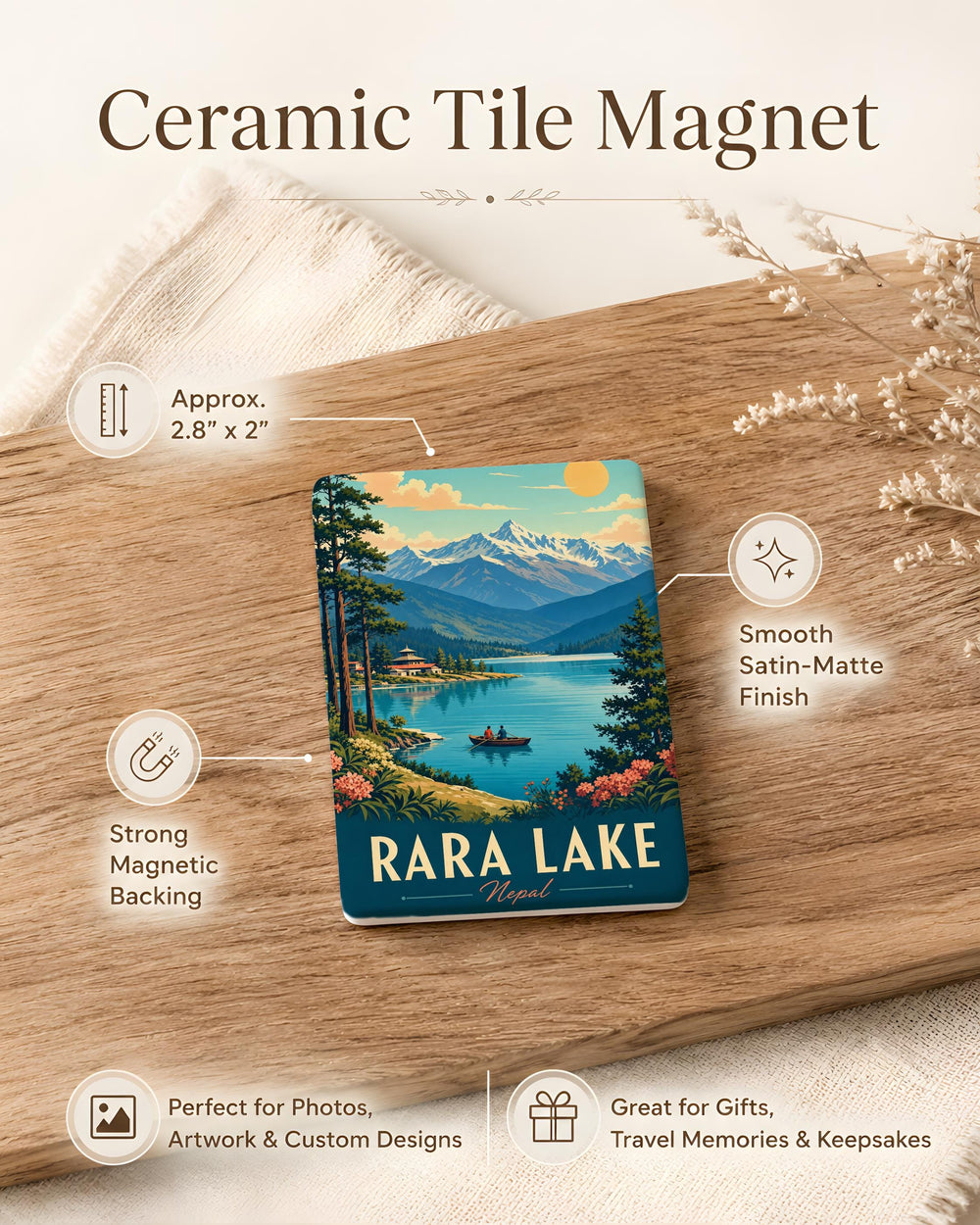Rara Lake Fridge Magnet, Nepal Himalayan Mountain Lake Souvenir, Travel Gift, Nature Landscape Magnet