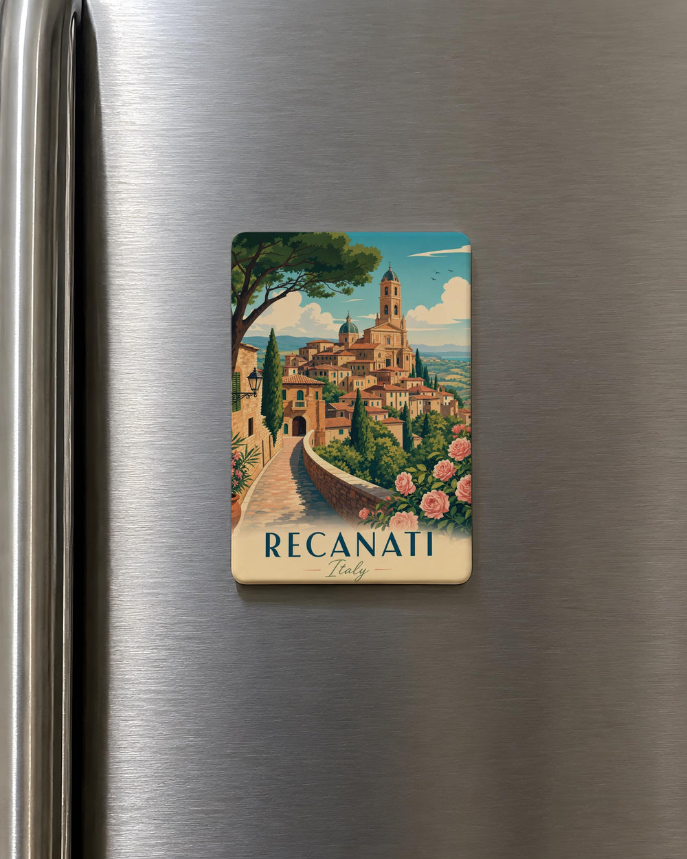 Recanati Italy Fridge Magnet, Recanati Souvenir Magnet, Italy Travel Gift, Italian Town Keepsake, Marche Italy Magnet