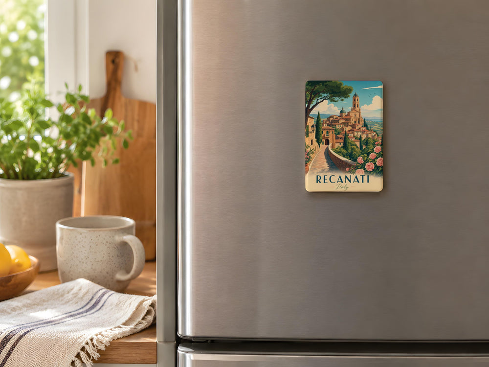 Recanati Italy Fridge Magnet, Recanati Souvenir Magnet, Italy Travel Gift, Italian Town Keepsake, Marche Italy Magnet