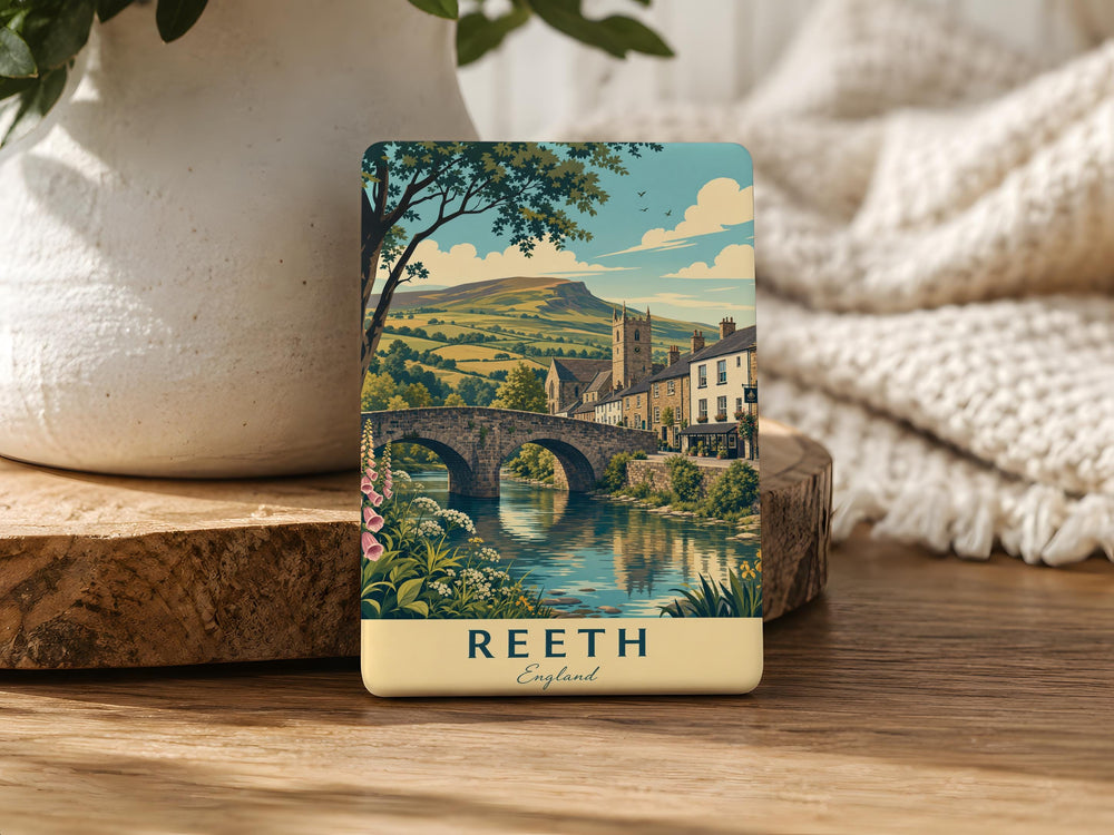 Reeth England Fridge Magnet, Reeth Village Souvenir Magnet, Yorkshire Dales Travel Gift, UK Town Keepsake Magnet