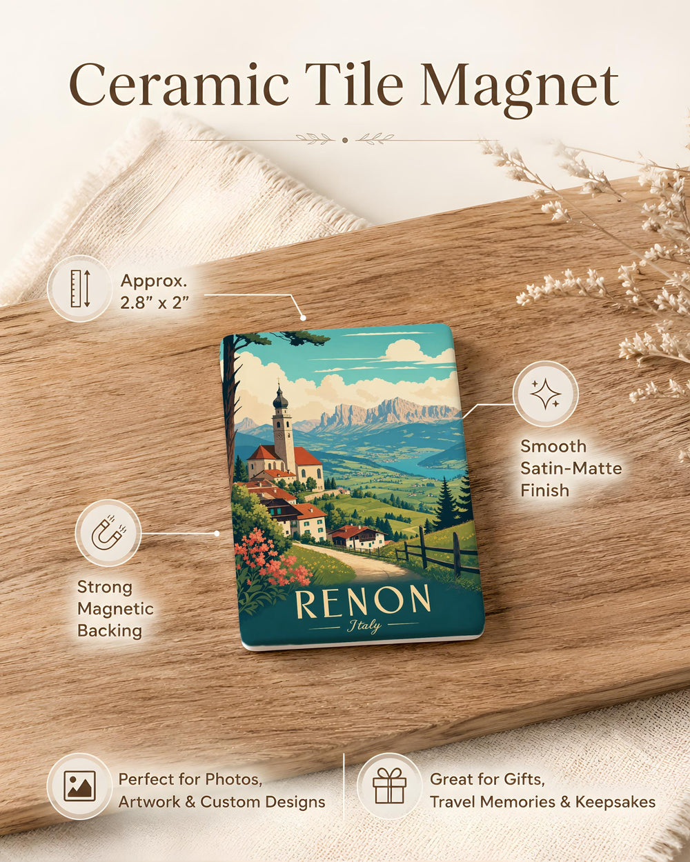 Renon Italy Fridge Magnet, Renon South Tyrol Souvenir Magnet, Italian Alps Travel Keepsake, Italy Vacation Gift
