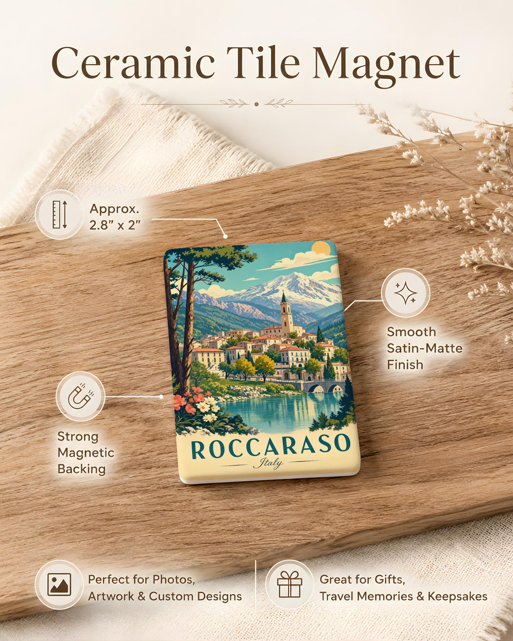 Roccaraso Italy Fridge Magnet, Abruzzo Mountain Town Souvenir Magnet, Italian Travel Keepsake, Roccaraso Vacation Gift