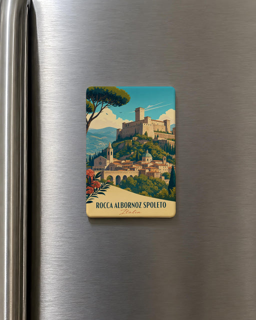 Rocca Albornoz Spoleto Fridge Magnet, Italy Fortress Landmark Souvenir Magnet, Umbria Travel Keepsake Magnet