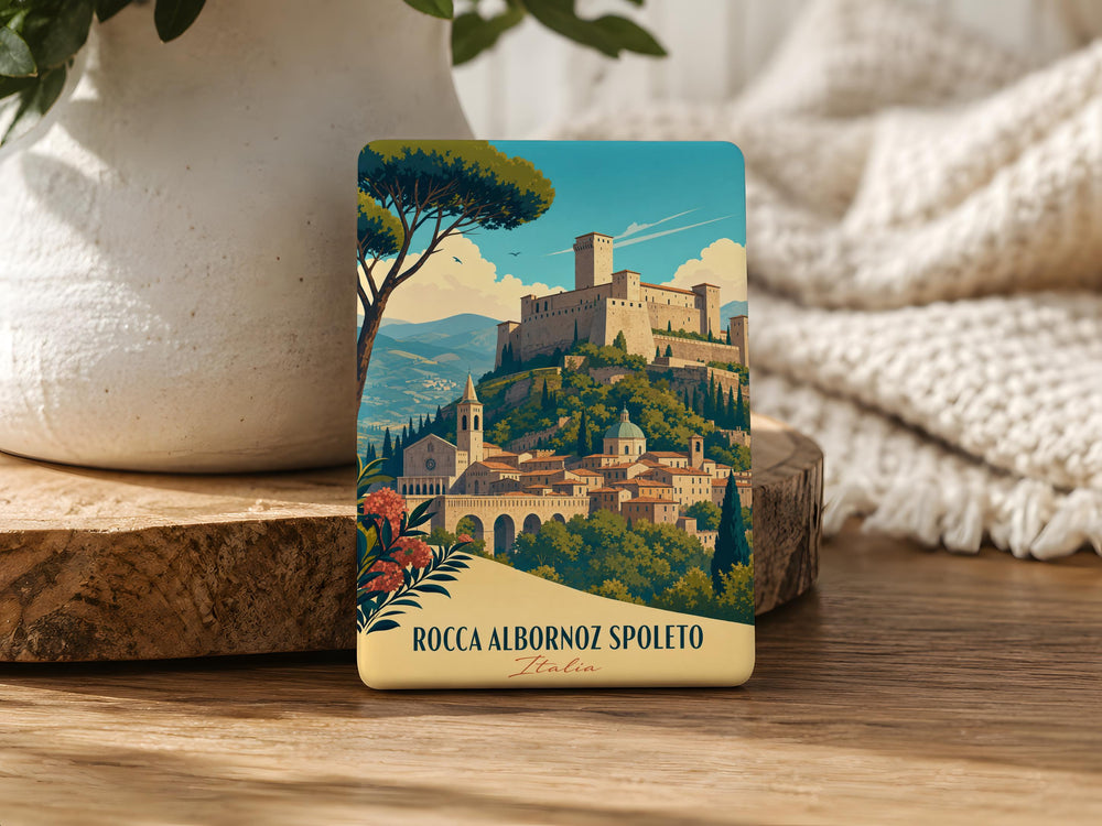 Rocca Albornoz Spoleto Fridge Magnet, Italy Fortress Landmark Souvenir Magnet, Umbria Travel Keepsake Magnet