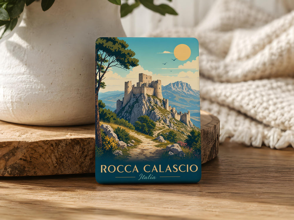 Rocca Calascio Castle Fridge Magnet, Abruzzo Italy Fortress Landmark Souvenir Magnet, Medieval Mountain Castle Travel Gift