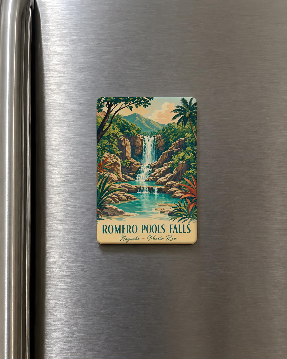 Romero Pools Falls Fridge Magnet, Arizona Waterfall Canyon Nature Souvenir, Santa Catalina Mountains Hiking Gift