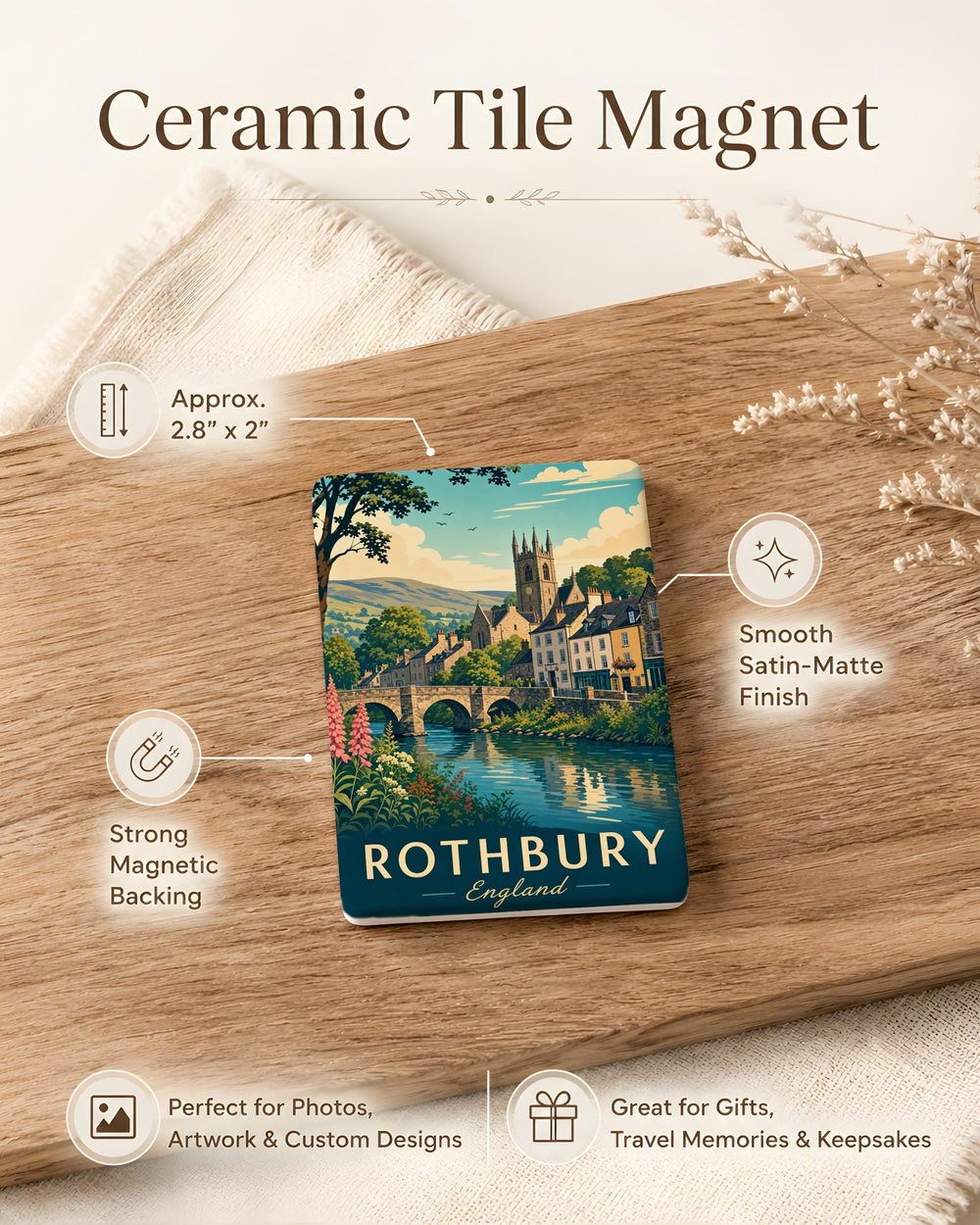 Rothbury England Fridge Magnet, Rothbury Village Souvenir Magnet, Northumberland Travel Keepsake, UK Landmark Magnet