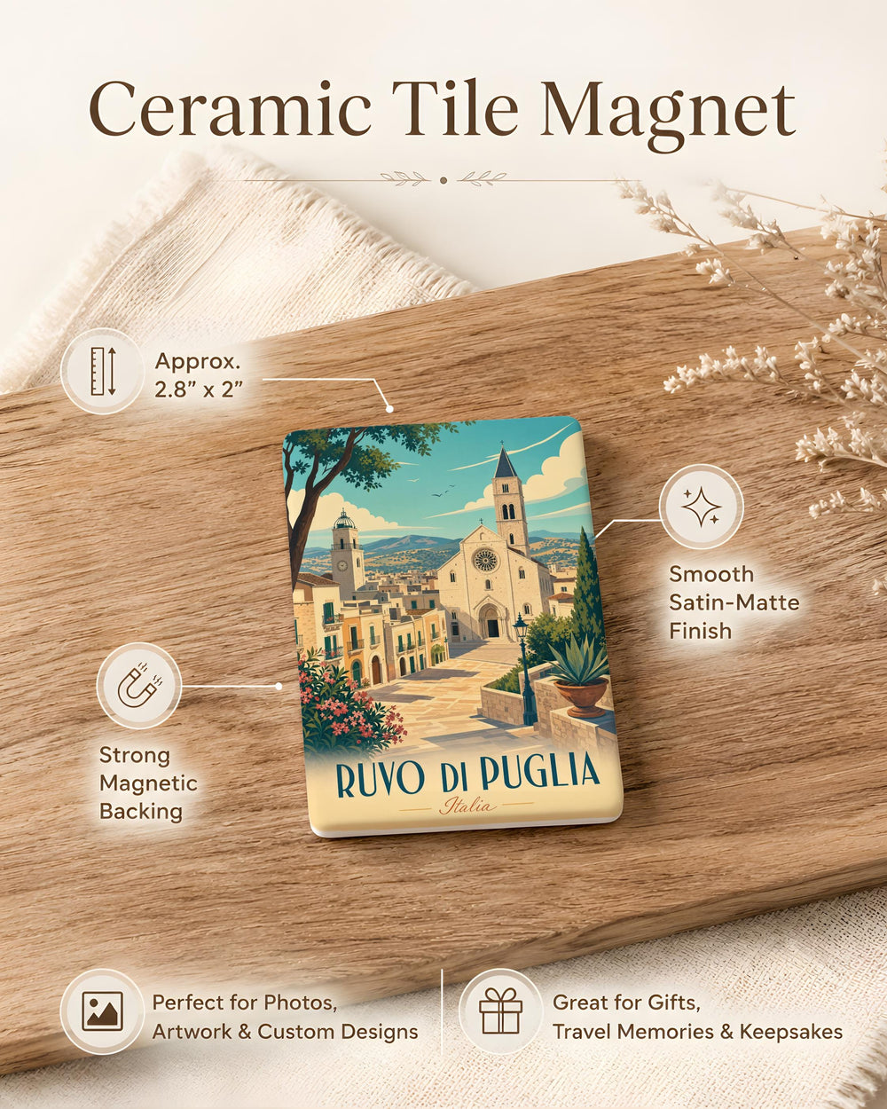 Ruvo di Puglia Italy Fridge Magnet, Ruvo di Puglia Souvenir Magnet, Italian Town Travel Keepsake Magnet
