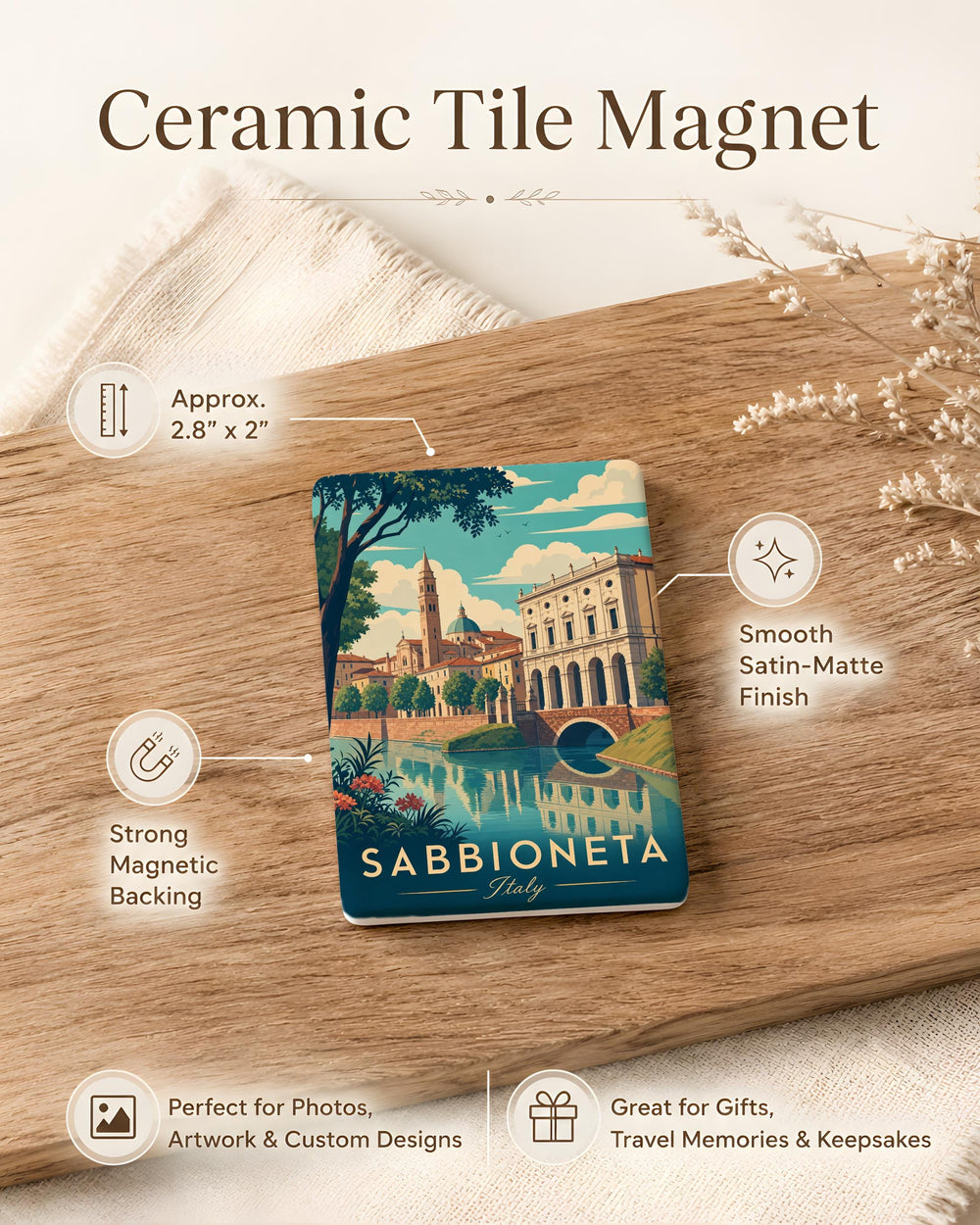 Sabbioneta Italy Fridge Magnet, Sabbioneta Travel Souvenir Magnet, Italy Landmark Keepsake Refrigerator Magnet