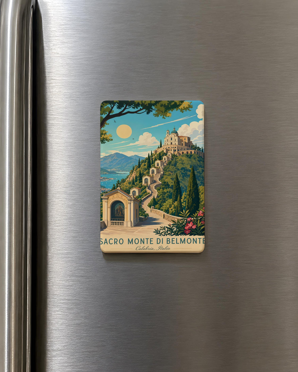 Sacro Monte di Belmonte Fridge Magnet, Belmonte Pilgrimage Site Souvenir Magnet, Italian Sacred Mountain Travel Keepsake Magnet