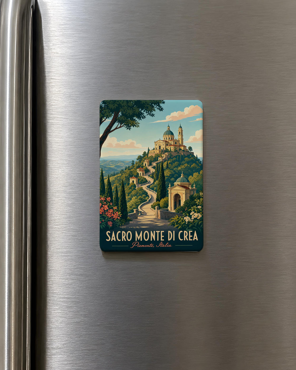 Sacro Monte di Crea Fridge Magnet, Italy Pilgrimage Site Souvenir Magnet, Piedmont Landmark Travel Keepsake Magnet