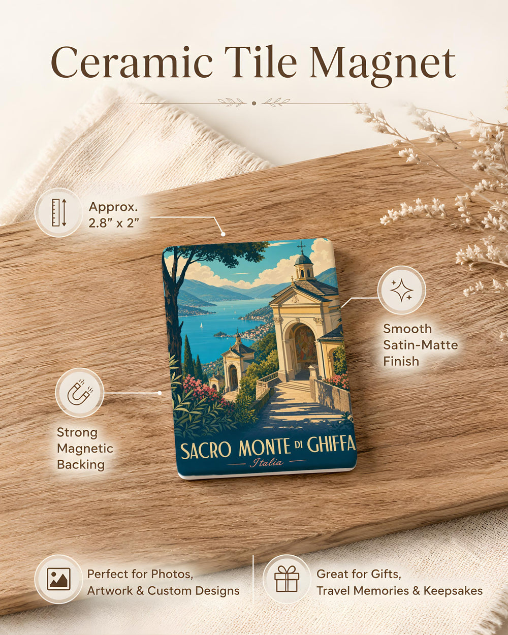 Sacro Monte di Ghiffa Italy Fridge Magnet, Sacred Mountain Sanctuary Pilgrimage Site Souvenir Magnet