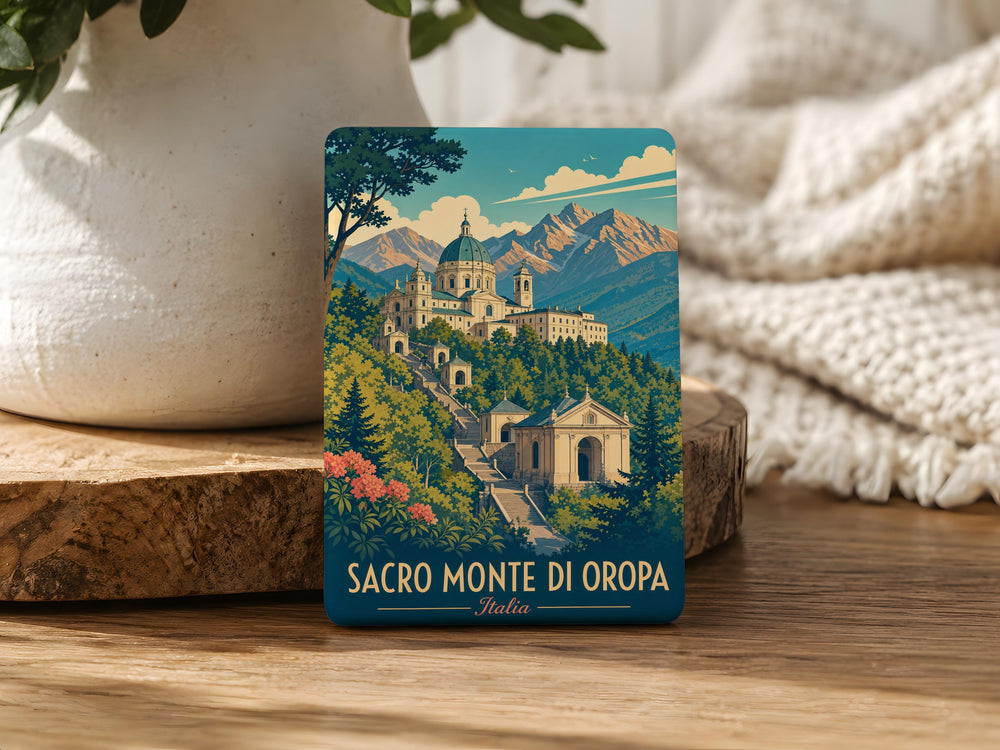 Sacro Monte di Oropa Fridge Magnet, Oropa Sanctuary Italy Souvenir Magnet, Piedmont Pilgrimage Site Refrigerator Magnet