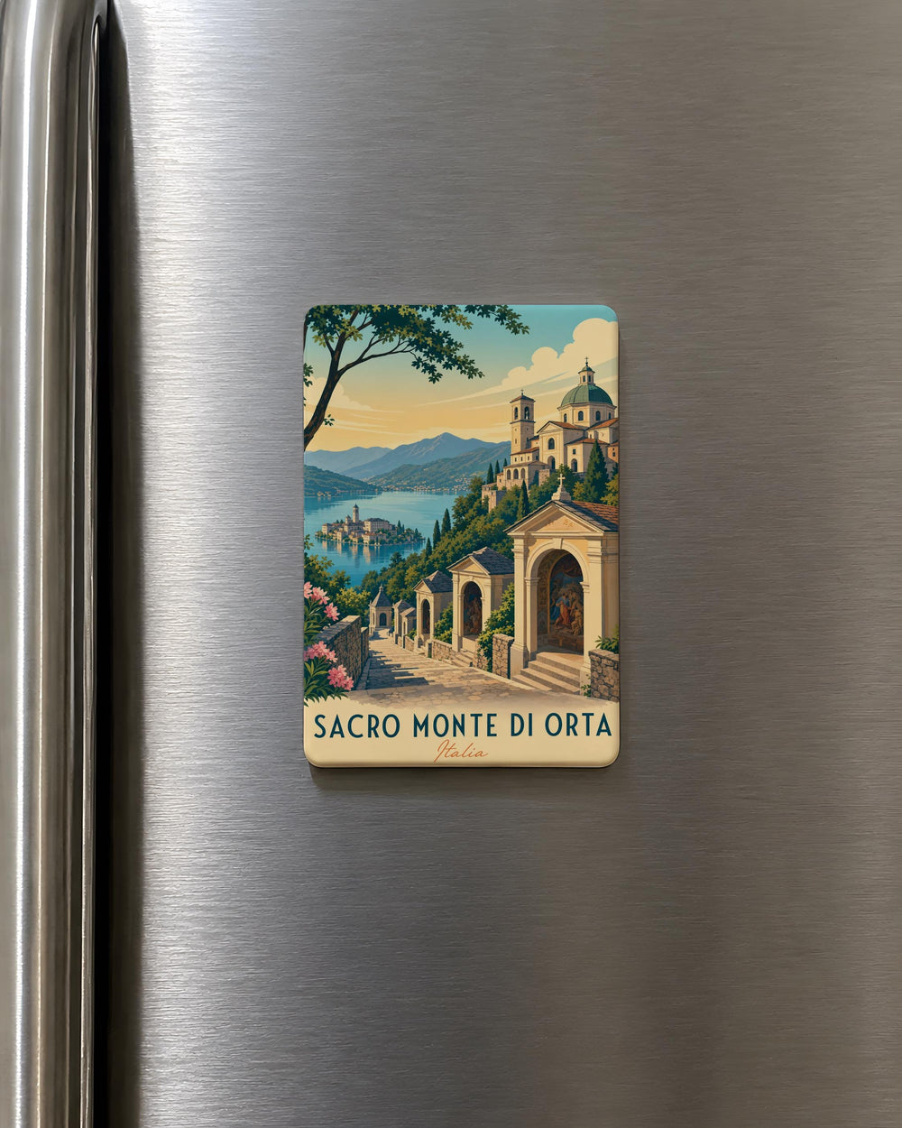 Sacro Monte di Orta Fridge Magnet, Orta San Giulio Italy Pilgrimage Site Souvenir Magnet, Lake Orta Landmark Magnet