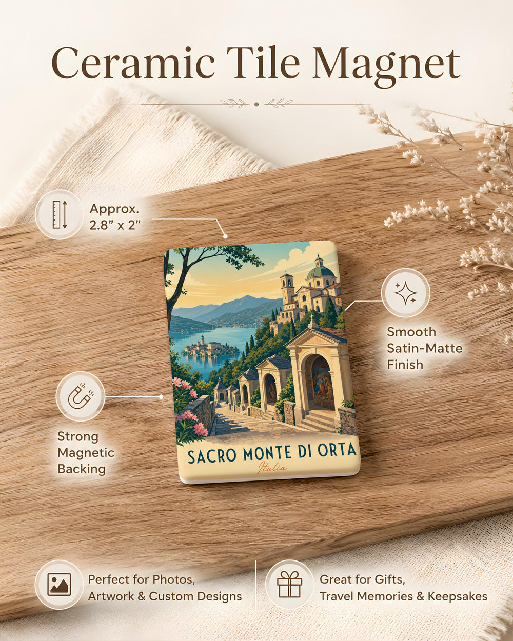 Sacro Monte di Orta Fridge Magnet, Orta San Giulio Italy Pilgrimage Site Souvenir Magnet, Lake Orta Landmark Magnet