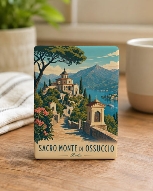 Sacro Monte di Ossuccio Fridge Magnet, Lake Como Italy Pilgrimage Sanctuary Souvenir Magnet, UNESCO Sacred Mountain Magnet