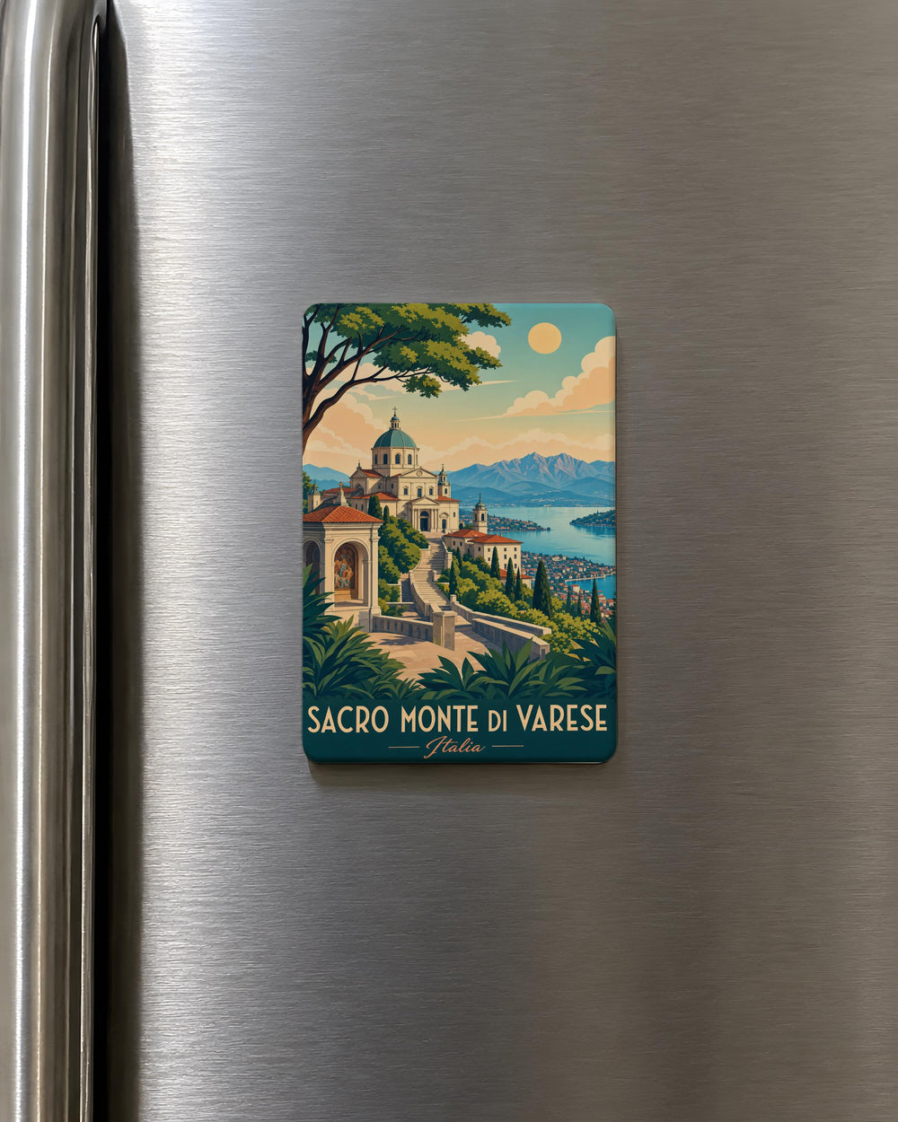 Sacro Monte di Varese Fridge Magnet, Varese Italy Pilgrimage Site Souvenir Magnet, Sacred Mountain Landmark Magnet