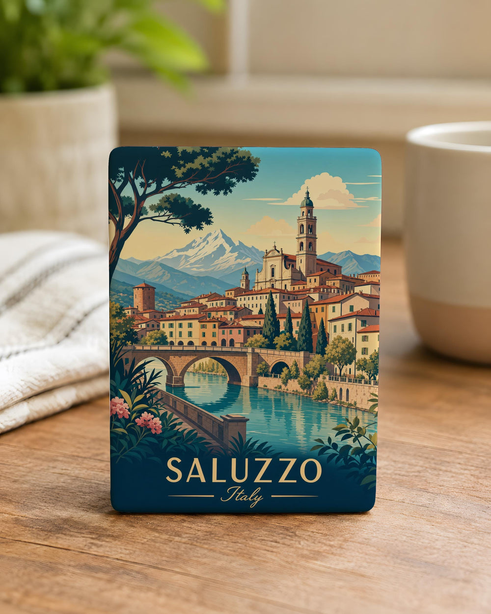 Saluzzo Italy Fridge Magnet, Saluzzo Piemonte Souvenir, Italian Travel Keepsake, Italy City Landmark Refrigerator Magnet