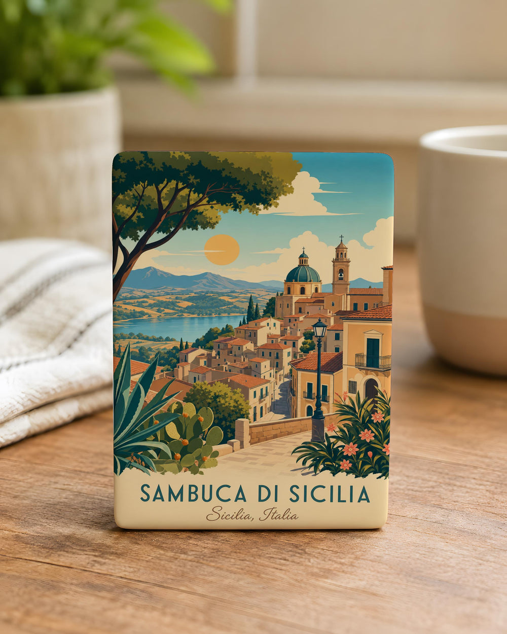 Sambuca di Sicilia Fridge Magnet, Sicily Italy Town Souvenir Magnet, Italian Travel Keepsake Kitchen Magnet