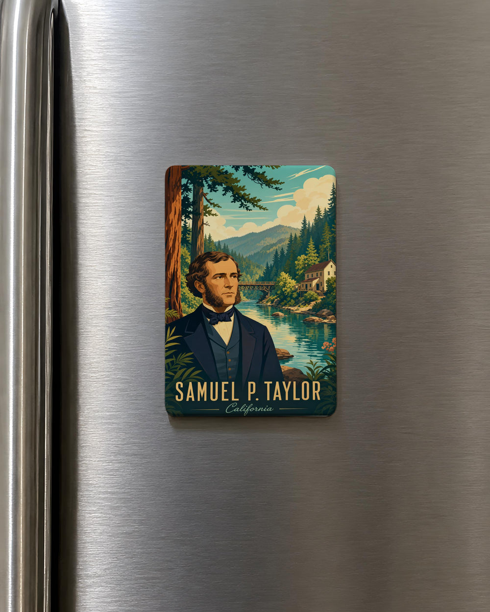 Samuel P Taylor State Park Fridge Magnet, California Redwoods, River Bridge, Hiking and Camping Souvenir Magnet