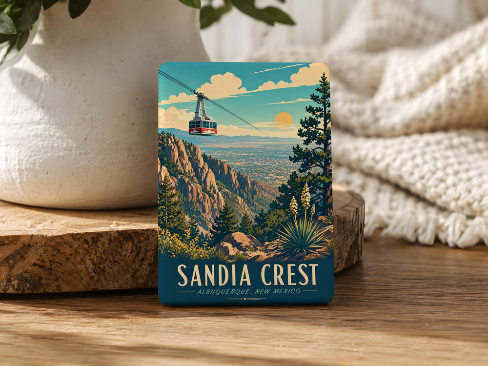 Sandia Crest Fridge Magnet, Albuquerque New Mexico Mountain Landmark Souvenir, Sandia Mountains Travel Keepsake Magnet