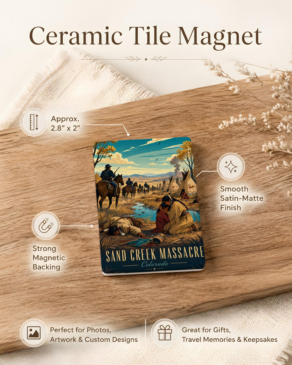 Sand Creek Massacre Fridge Magnet, Colorado History Memorial Magnet, Native American History Commemorative Magnet, Historic Event Keepsake