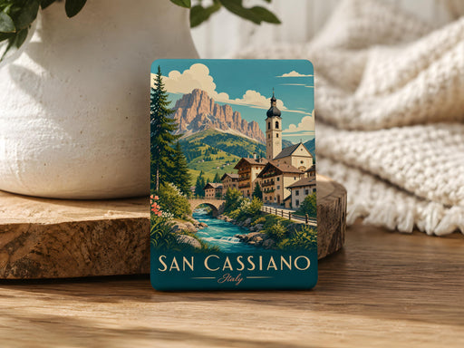 San Cassiano Italy Fridge Magnet, Dolomites Mountain Village Souvenir, Italian Alps Travel Keepsake Magnet