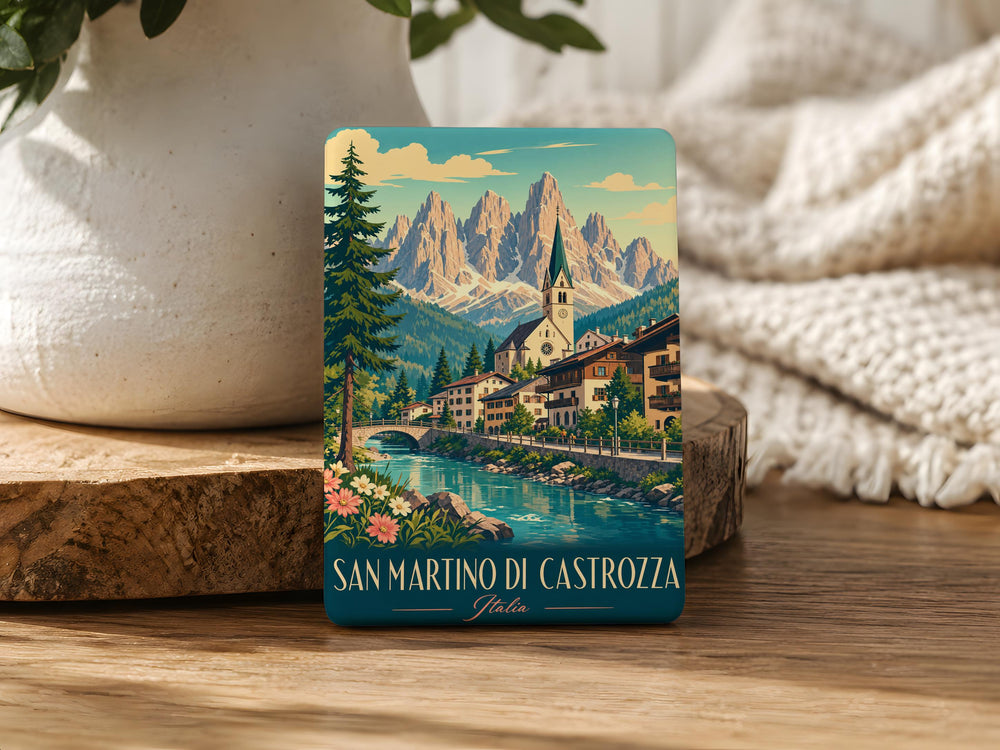 San Martino di Castrozza Fridge Magnet, Italian Alps Mountain Village Souvenir Magnet, Dolomites Travel Keepsake Magnet