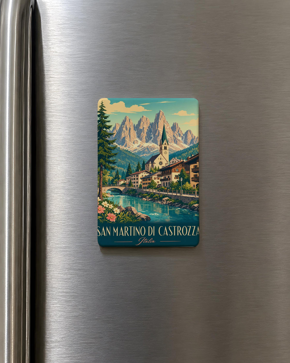 San Martino di Castrozza Fridge Magnet, Italian Alps Mountain Village Souvenir Magnet, Dolomites Travel Keepsake Magnet