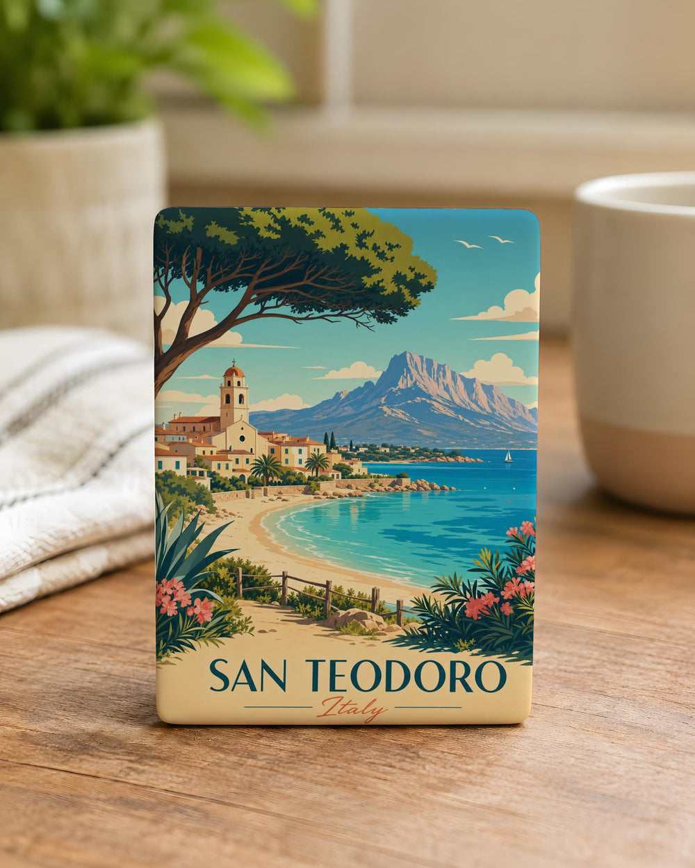 San Teodoro Italy Fridge Magnet, Sardinia Travel Souvenir Magnet, Coastal Town Keepsake, Italian Vacation Refrigerator Magnet