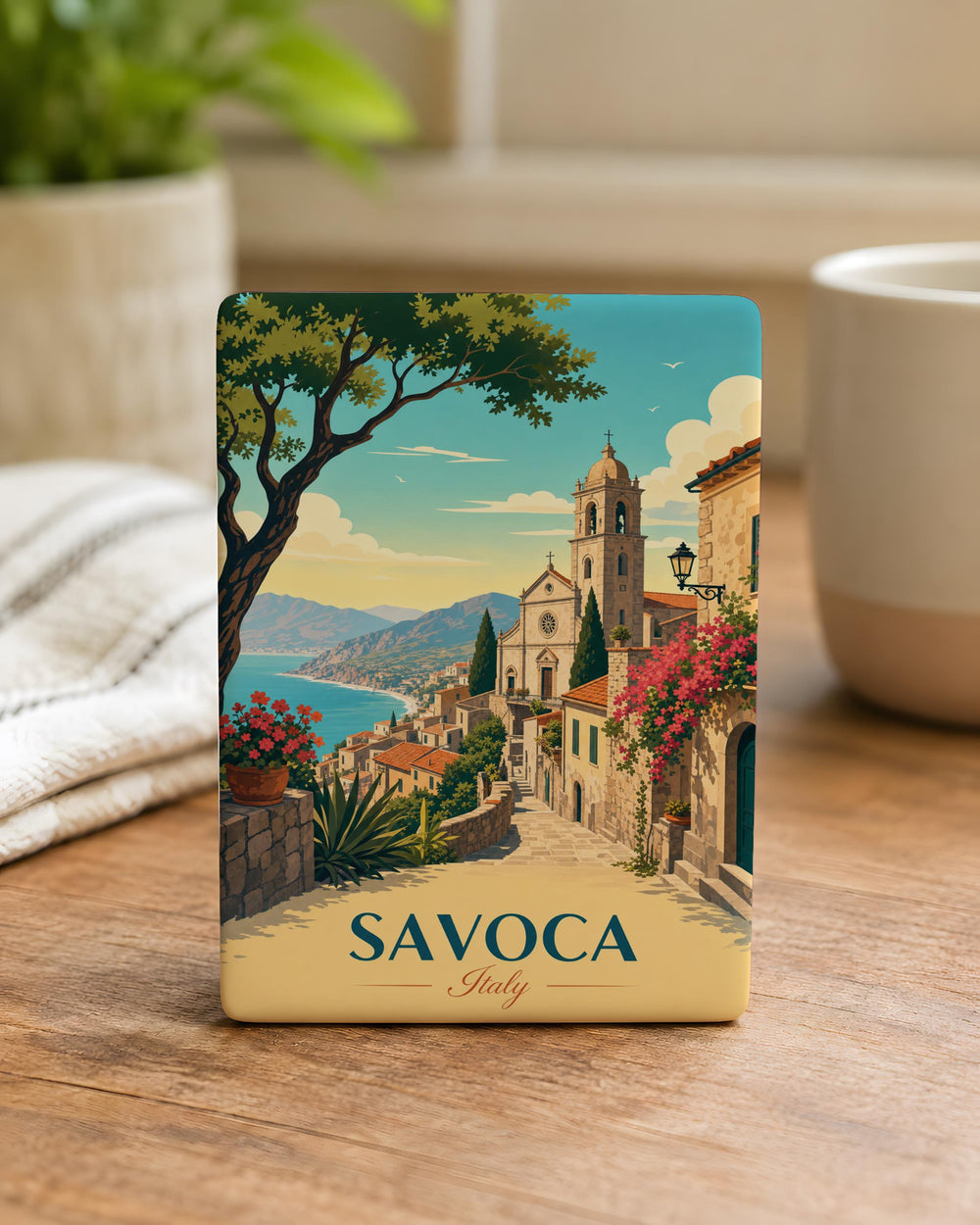 Savoca Italy Fridge Magnet, Sicily Town Souvenir Magnet, Italian Village Travel Keepsake, Savoca Souvenir Magnet
