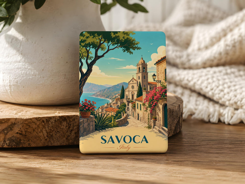 Savoca Italy Fridge Magnet, Sicily Town Souvenir Magnet, Italian Village Travel Keepsake, Savoca Souvenir Magnet