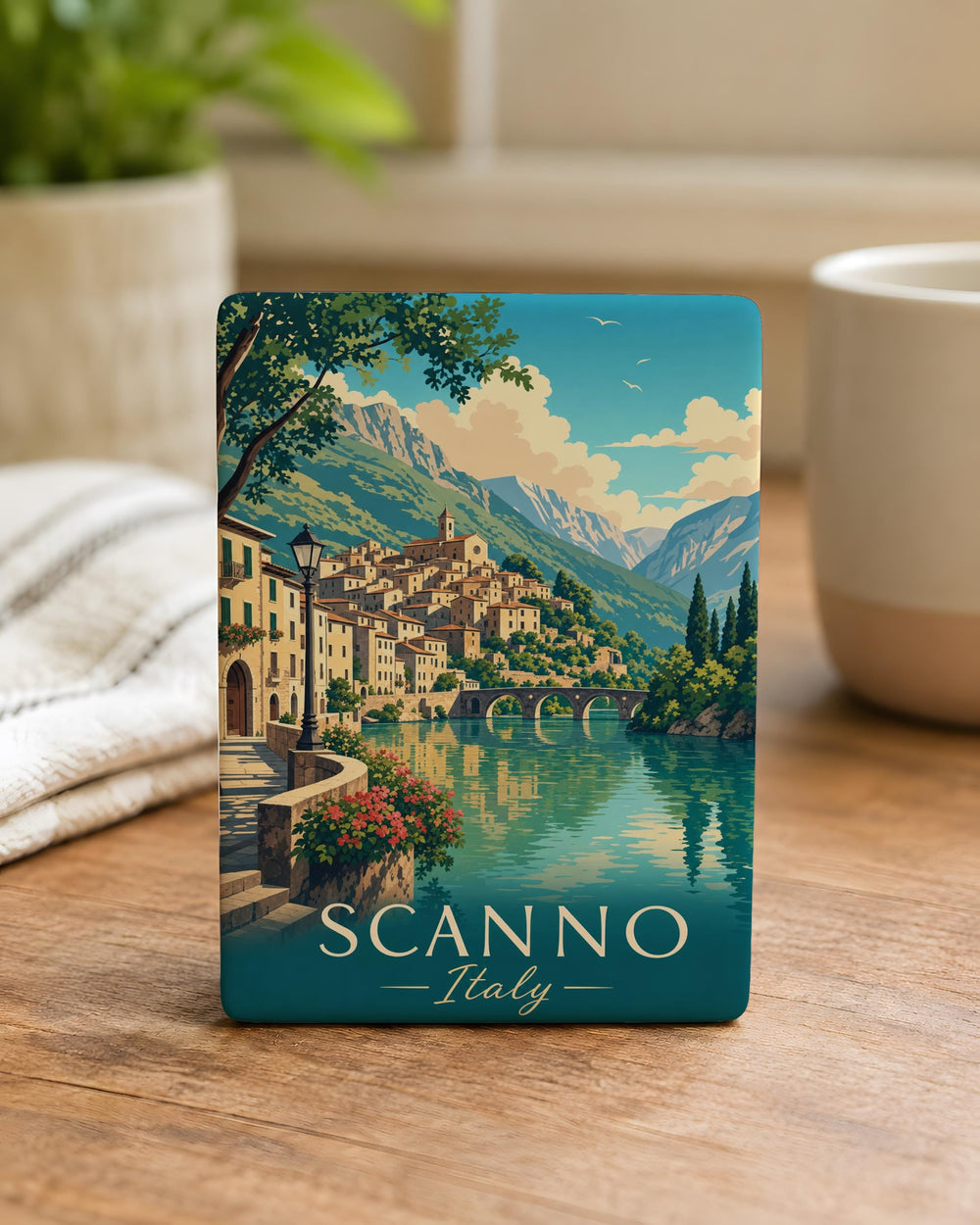 Scanno Italy Fridge Magnet, Scanno Abruzzo Travel Souvenir, Lake Scanno Mountain Village Italy Magnet, Italian Town Keepsake