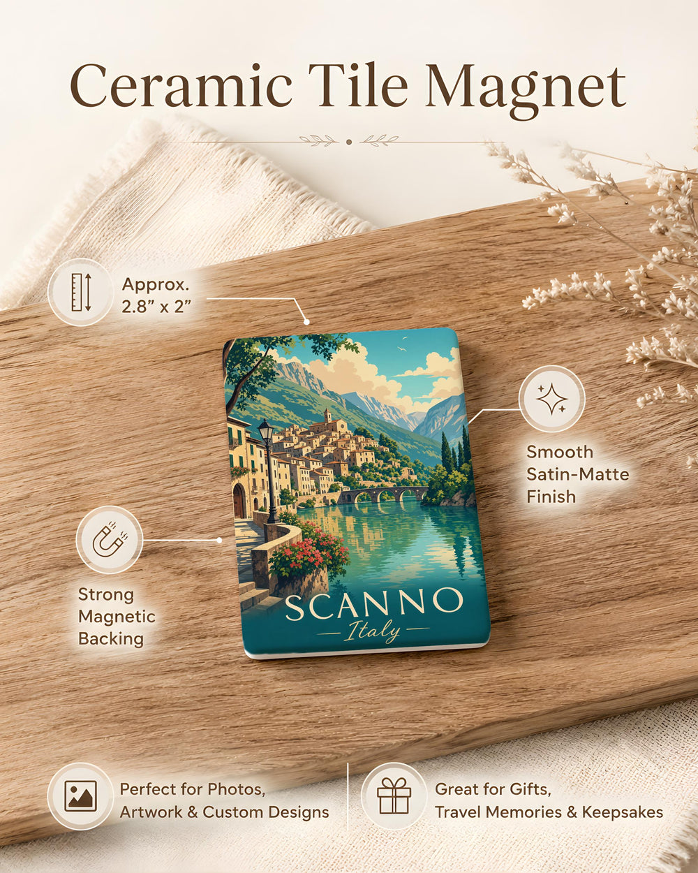 Scanno Italy Fridge Magnet, Scanno Abruzzo Travel Souvenir, Lake Scanno Mountain Village Italy Magnet, Italian Town Keepsake