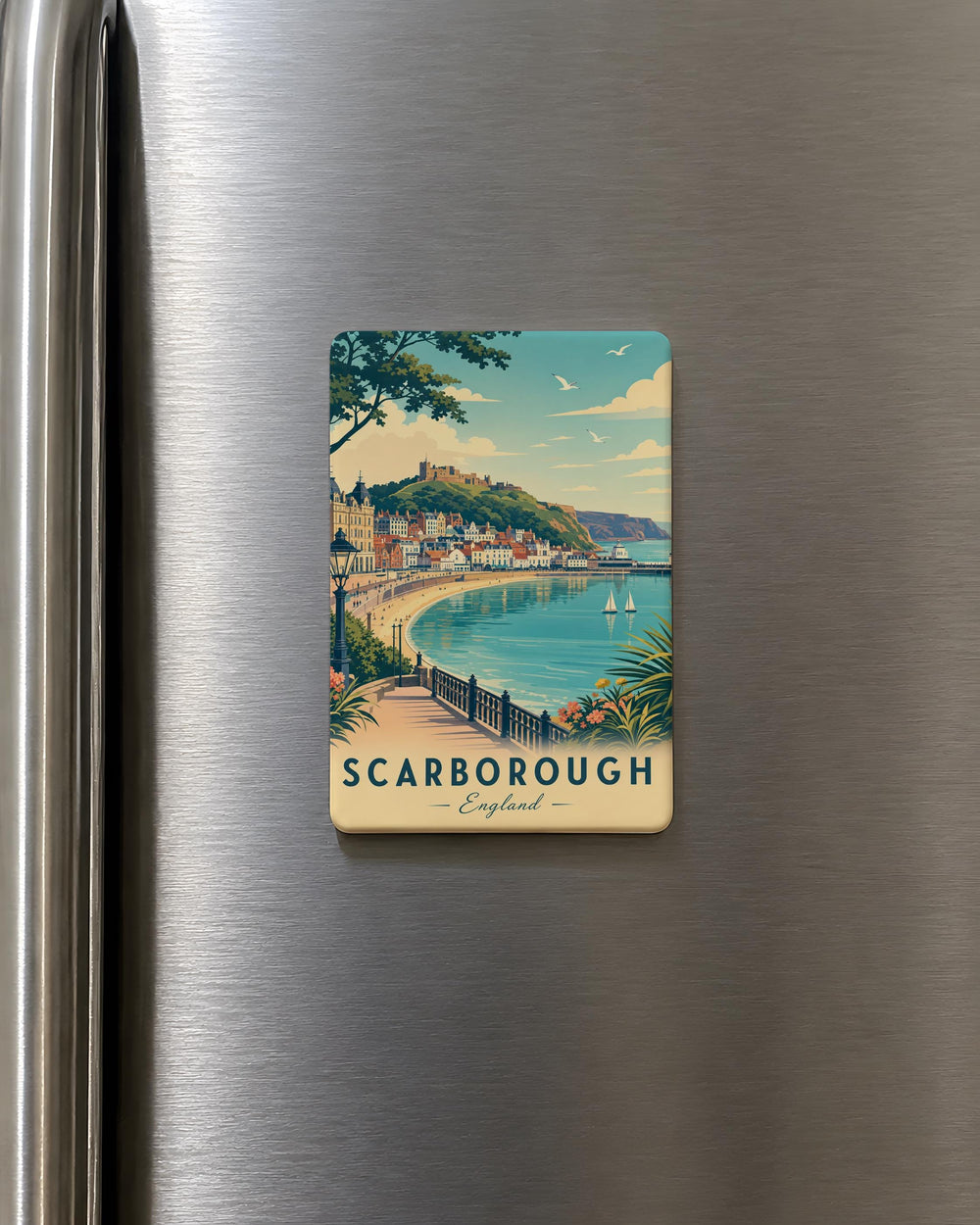 Scarborough England Fridge Magnet, Scarborough Seaside Souvenir, Yorkshire Coast Travel Keepsake, UK Vacation Gift Magnet