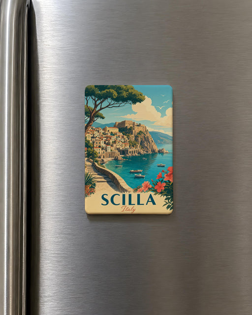 Scilla Italy Fridge Magnet, Scilla Calabria Coastal Town Souvenir, Italian Seaside Travel Gift, Scenic Italy Keepsake Magnet