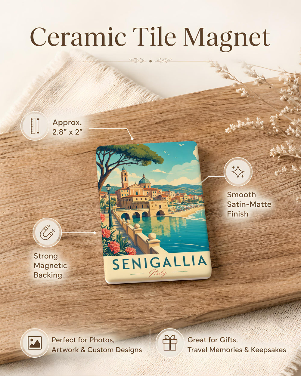 Senigallia Italy Fridge Magnet, Senigallia Souvenir Magnet, Italian Travel Gift, Marche Italy Keepsake, Coastal Town Magnet