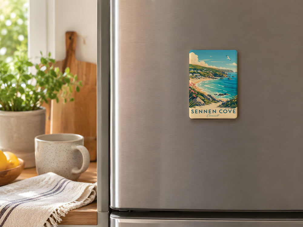 Sennen Cove Cornwall Fridge Magnet, Coastal Village Seaside Bay Souvenir, UK Beach Landmark Gift