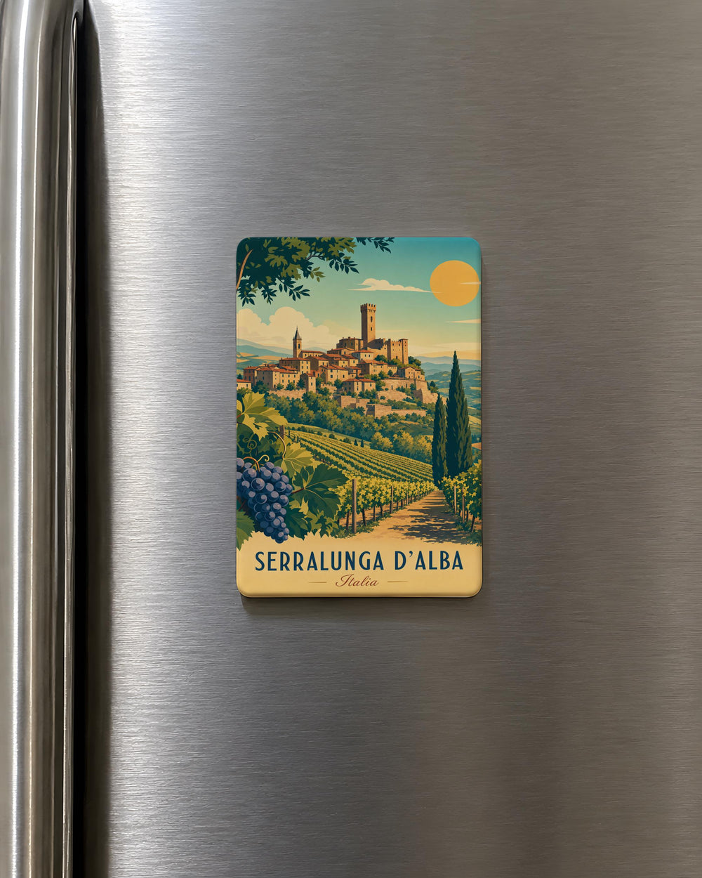Serralunga d’Alba Fridge Magnet, Italy Travel Souvenir, Piedmont Landmark Keepsake Magnet, Serralunga d’Alba Gift