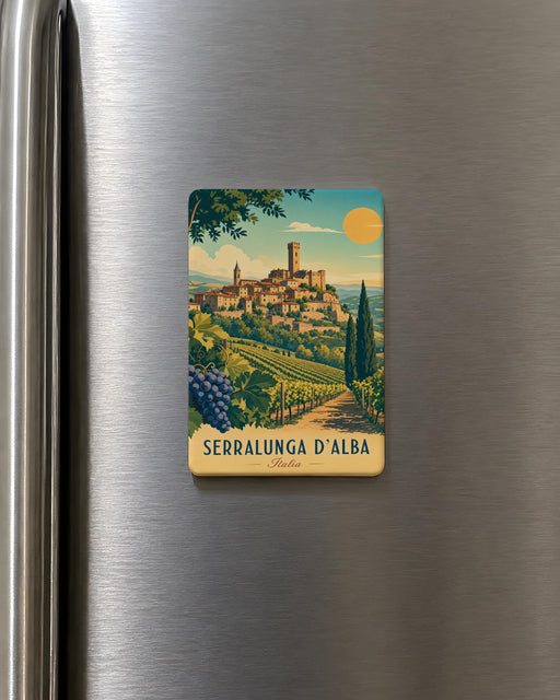 Serralunga d’Alba Fridge Magnet, Italy Travel Souvenir, Piedmont Landmark Keepsake Magnet, Serralunga d’Alba Gift