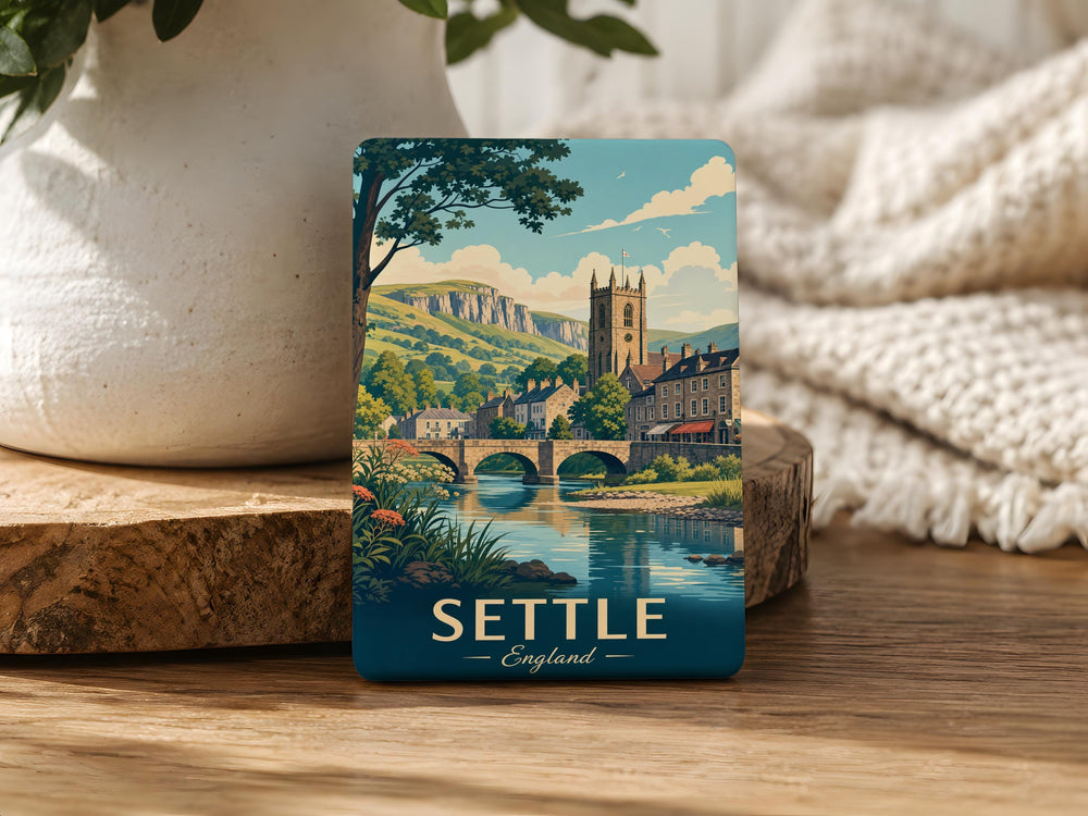 Settle England Fridge Magnet, Settle Yorkshire Travel Souvenir Magnet, Settle UK Town Landmark Keepsake Magnet