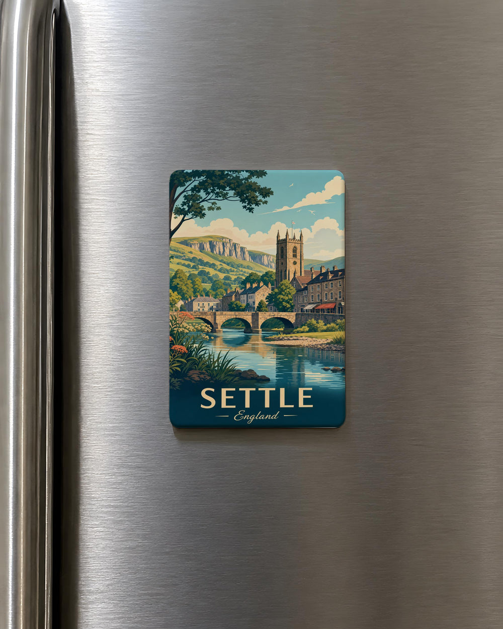 Settle England Fridge Magnet, Settle Yorkshire Travel Souvenir Magnet, Settle UK Town Landmark Keepsake Magnet