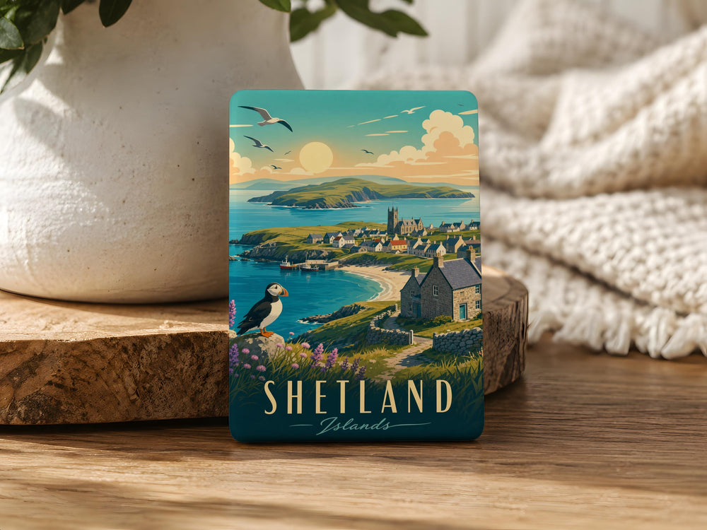 Shetland Islands Fridge Magnet, Scotland Travel Souvenir Magnet, Shetland Map Landmark Keepsake Gift
